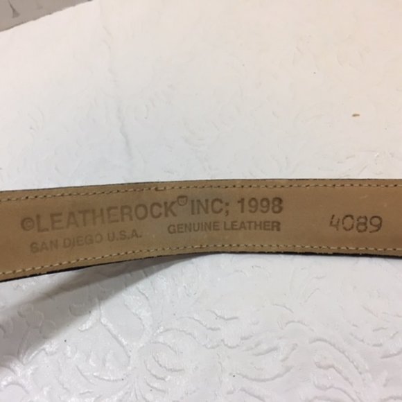 Vtg Leatherock Leather Croc Style Brown Skinny Belt Sm - Picture 7 of 10